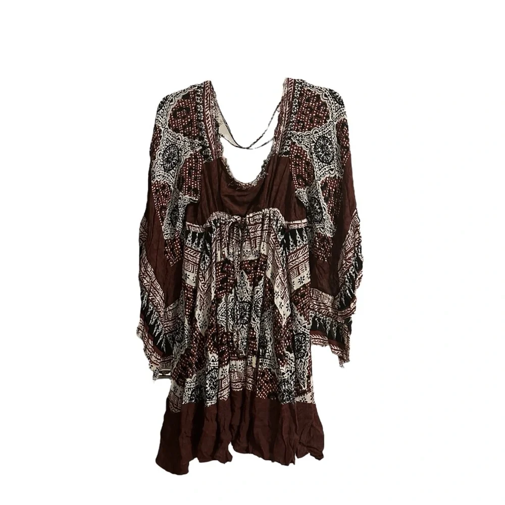 Free People Heart Of Gold Scarlet Dress Size S Flutter Sleeve Boho Oversized